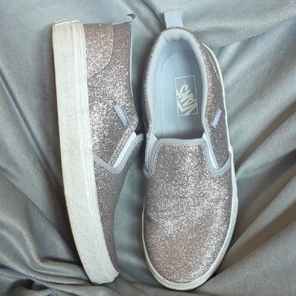 🚨FINAL DAYS🚨Vans Silver Glitter Slip-On Sneakers